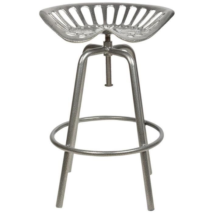 Chaises de bar Tabouret gris avec design siege de tracteur Esschert Design IH022