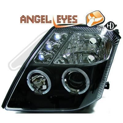 4000480 , Paire de Feux Phares Angel eyes noir pour CITROEN C2 de 2003 a 2008