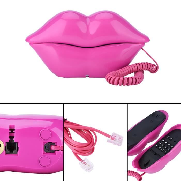 Téléphone filaire personnalisé drôle de téléphone, téléphone de lèvres, téléphone fixe en forme de lèvre de bouche rouge