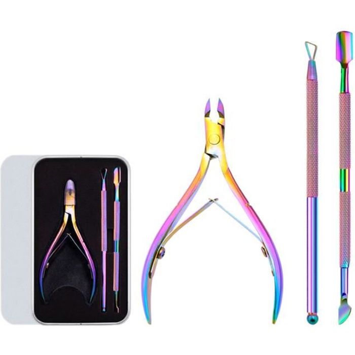 Ensemble 3 pcs Pince à Cuticules avec Coupe, Tondeuse à cuticules - Coupe-cuticules Ciseaux de Peau Morte pour Ongles et Orteils