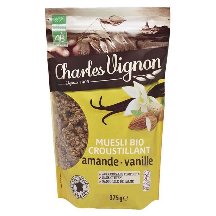 LOT DE 9 - CHARLES VIGNON : Muesli bio amande et vanille sans gluten 375 g