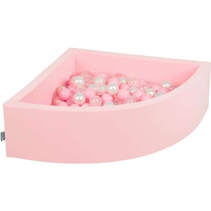 KiddyMoon 90X30cm-200 Balles Piscine À Balles ∅ 7Cm Pour Bébé Quart Angulaire Fabriqué En UE, Rose: Rose Poudré-Perle-Transparent