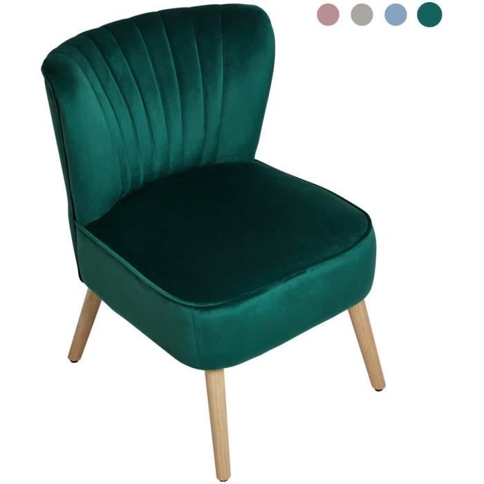 Laxllent Fauteuil Salon,57 x 68 x76cm,Surface en Velours,Vert,Pieds en Bois,Montage Facile, pour Appartement,Chambre