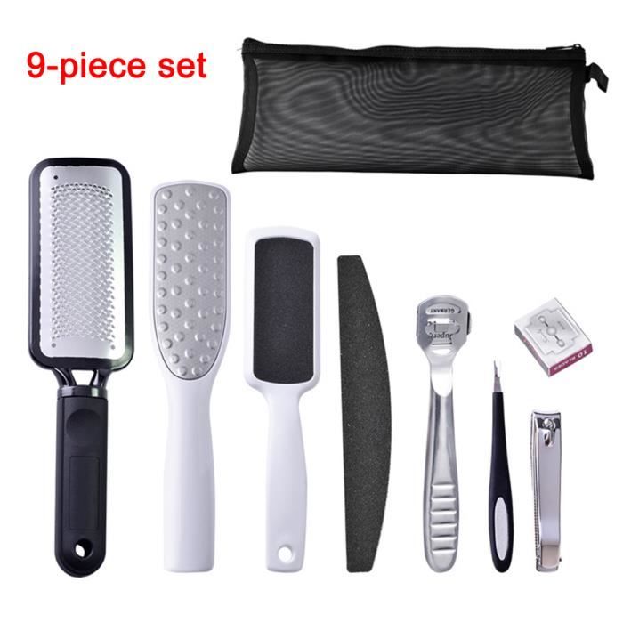 9 outils de pédicure professionnels pour pédicure de râpe à pied avec pied double face pour enlever la peau dure et morte, pédicure