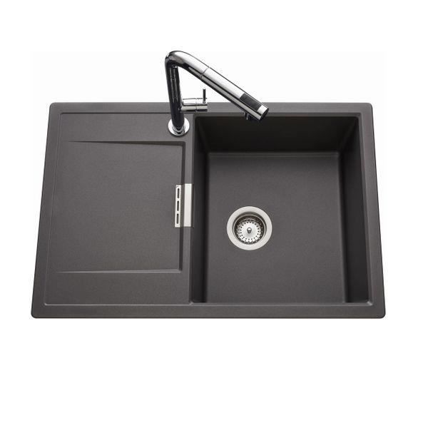 Évier granit anthracite Luisina FORTE 1 bac 1 égouttoir 76,5x51 cm Anthracite