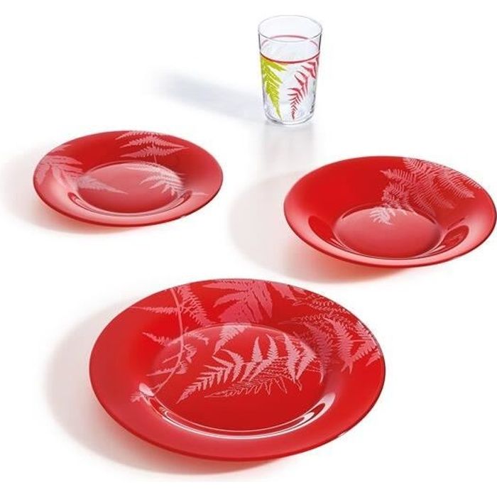 Assiette plate rouge 25 cm - Filicaria - Luminarc