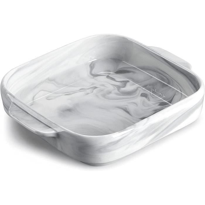 MALACASA Série Bake,Plat à Four Carré en Porcelaine Marbre - 1500ml - Moules à Pâtisserie Résistants Moules à Soufflé
