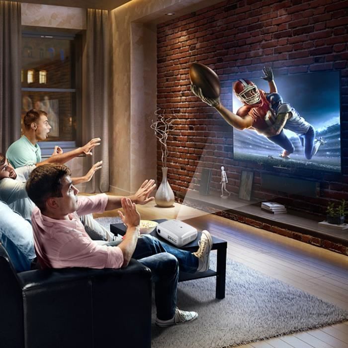 Mini Projecteur Portable Vidéoprojecteur 720P Supporté, Multimédia Home Cinéma, LED 20000 Heures 3200 Lumens