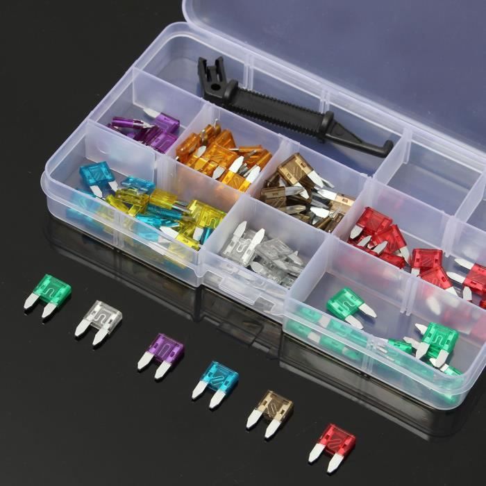100X Fusible Fuse Lame Outil 5-30 Ampèr Pr Auto Moto Voiture Véhicule + Bouchon