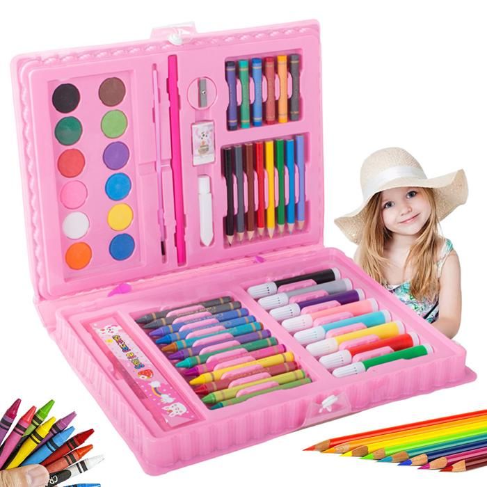Kit de peinture 68 pièces pour enfants Kit de peinture pour enfants Crayons de couleur pour adultes et enfants