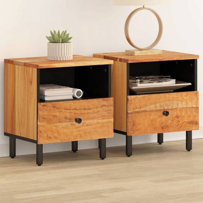 vidaXL Tables de chevet 2 pcs 40x33x46 cm Bois dacacia massif 356862