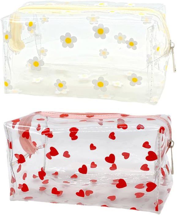 Lot de 2 Trousses de Maquillage en PVC Transparent - Jolies Trousses de
