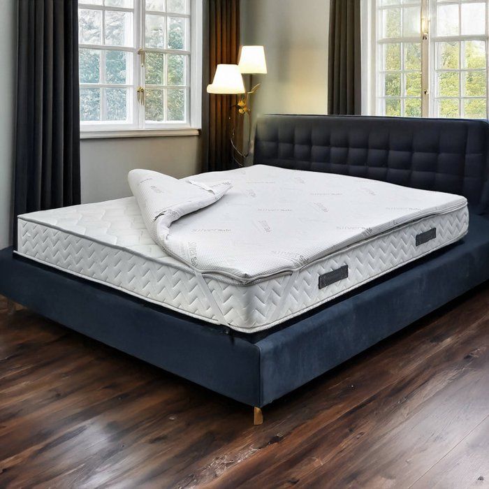 Surmatelas Place et Demi Downtown Talamo Italie en Tissu Blanc 190x120x5h cm