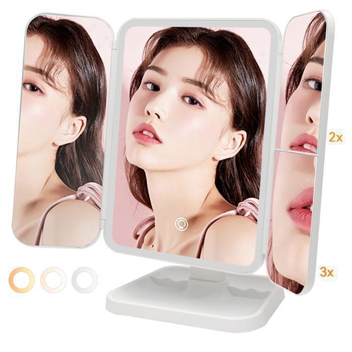 Bureau Vanité Niche Avec Miroir Lumineux LED (Blanc) – Neuf Sous Emballage