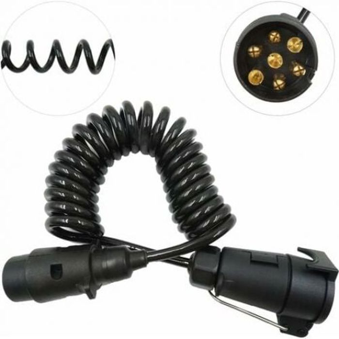 MINSHUXI Câble D'Extension Spirale 7 Broches 3m - Adaptateur Remorque Voiture, Caravane Et Camping-Car