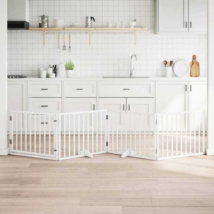 Barrière Pour Chien vidaXL 4 Panneaux – Bois de Peuplier, Pliable