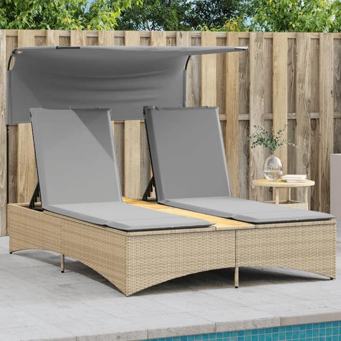 vidaXL Chaise longue double avec auvent - vue 3