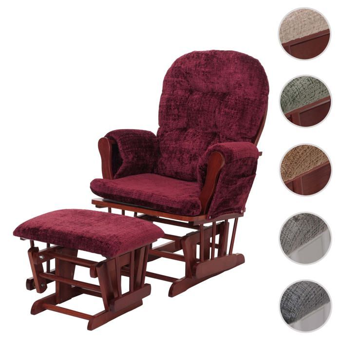 Fauteuil relax MCW-C76 chenille bordeaux piétement foncé