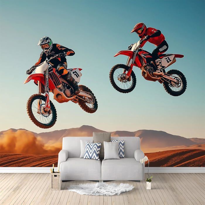 Courses De Motocross Autocollant Moto Cross Sticker Mural Papier Peint