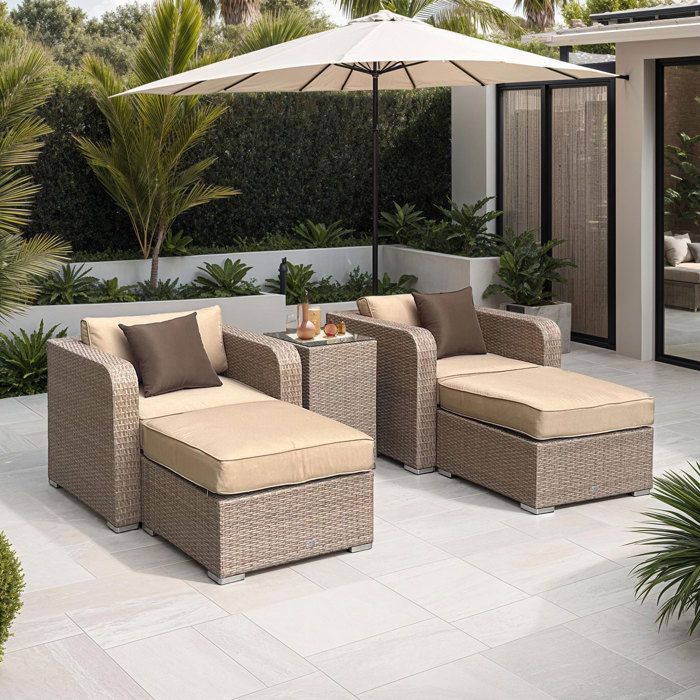 Salon de jardin en résine tressée beige 4 places VENISE