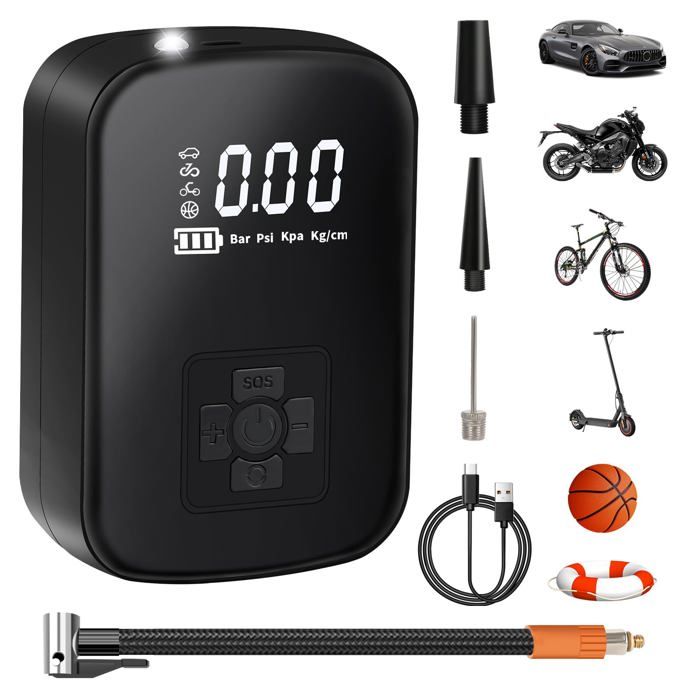 Compresseur à Air Portatif - AIMOONSA - Mini 150PSI - Batterie 4000mAh - Écran LCD - Aluminium