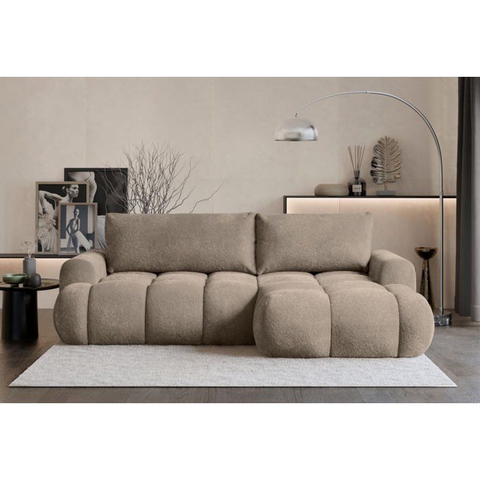Canapé dangle convertible - OMBO MINI - en peluche beige foncé- côté droit