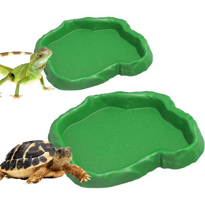 Meilleurs prix pour 2 Pièces Abreuvoir Tortue Terrestre Accessoire Tortue Terrestre Empreinte Reptiles Bol Alimentair Reptiles Bol Alimentation