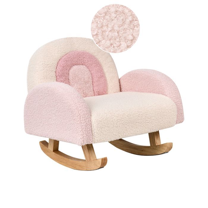 Chaise à bascule pour enfants Arc-en-ciel OMBO Bouclé Rose pastel