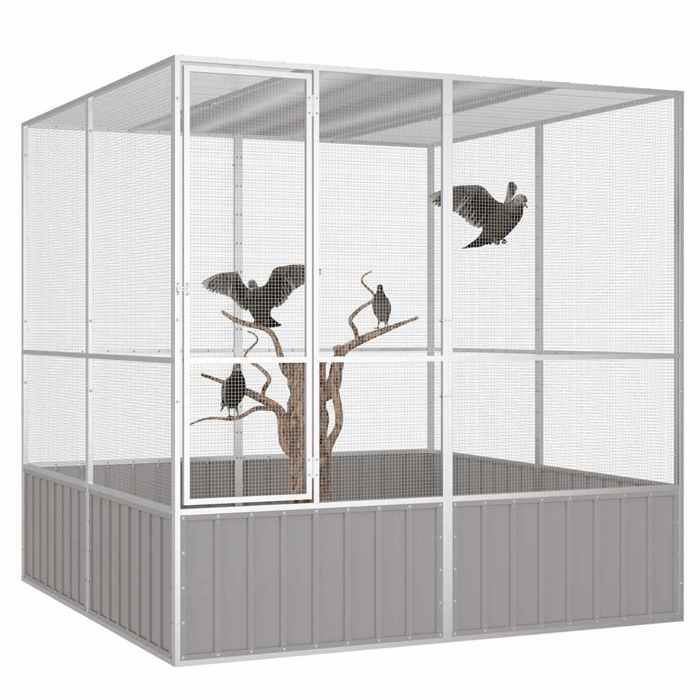 Cage à oiseaux Gris 2135x2175x2115 cm Acier galvanisé--Mothinessto1325