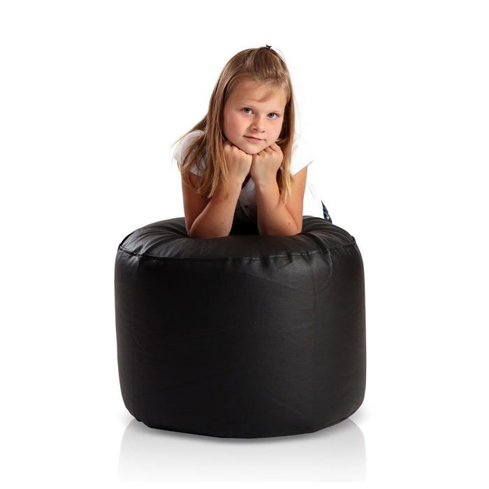 Point Pouf repose-pieds en simili cuir rempli de boules de polystyrène Tabouret dintérieur Nero E14 Ecopuf