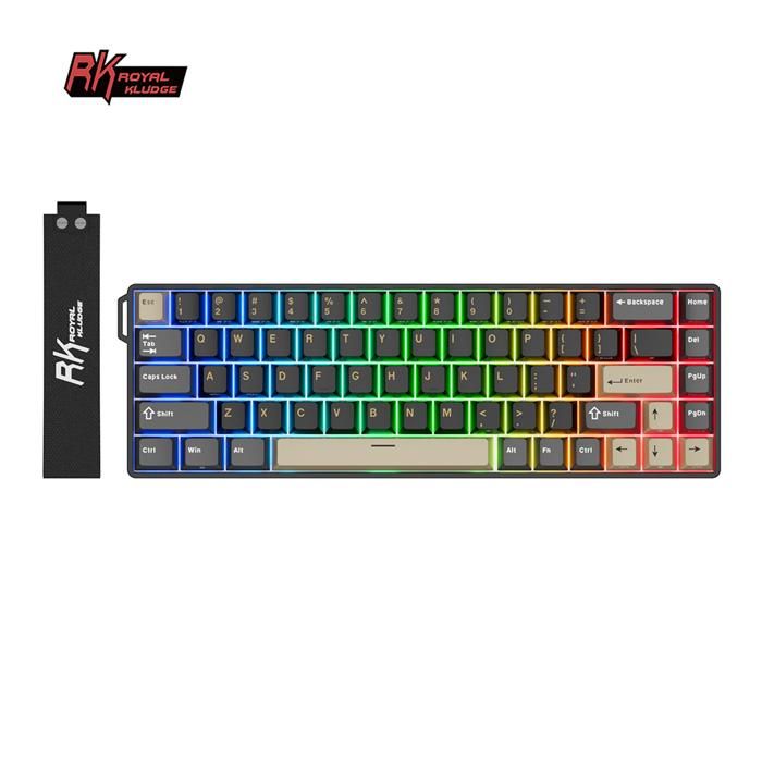 RK ROYAL KLUDGE RK68 HE Clavier mécanique sans Fil remplaçable à Chaud Clavier de Jeu Compact 65%commutateur magnétique Effet Hall
