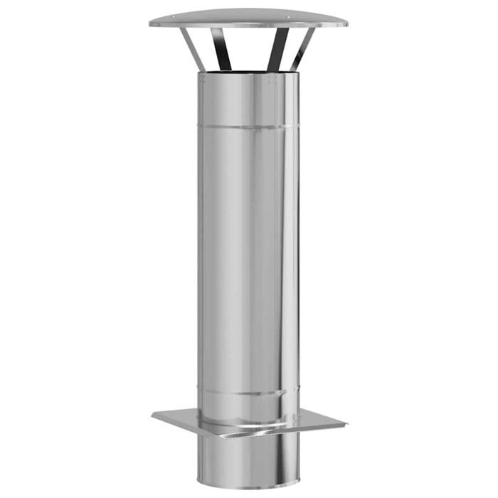Extension de conduit de cheminée - vidaXL - Argenté - Acier inoxydable - 35x35x82 cm - Léger - Résistant aux intempéries