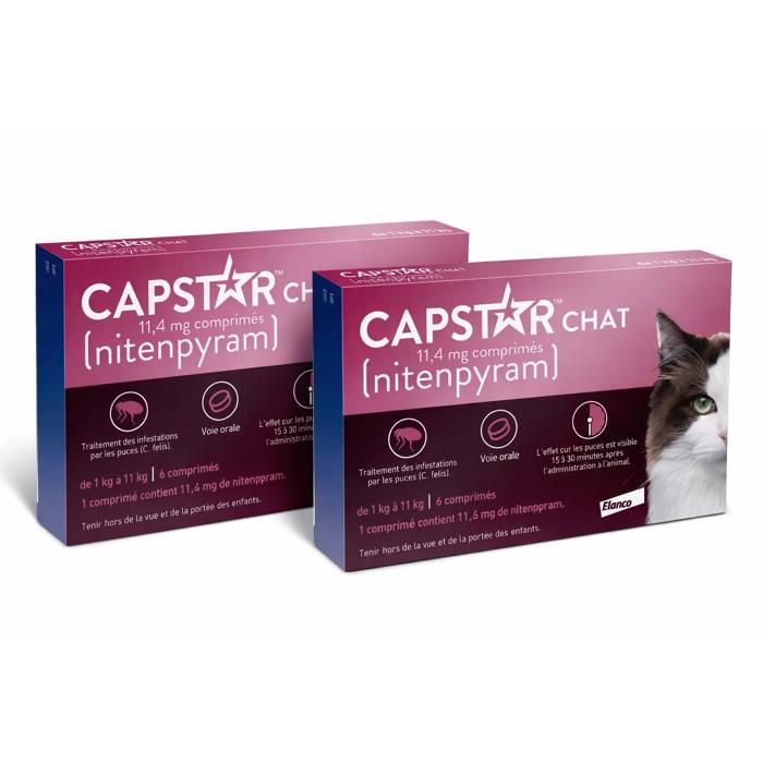 Capstar chat Anti-puce chat de 1 à 11kg lot de 2 boites