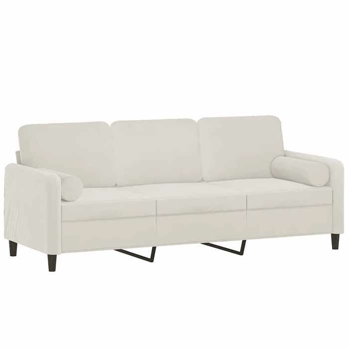 SHELL© SOFA-Canapé salon - 3 places - (par siège) : 110 kg - oreillers - décoratifs - crème 180 cm velours C4282