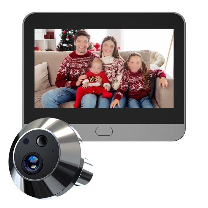 Vidéophone 3 MP Wi-Fi Tuya écran HD 43 pouces grand angle 140° batterie 5 000 mAh communication bidirectionnelle noir
