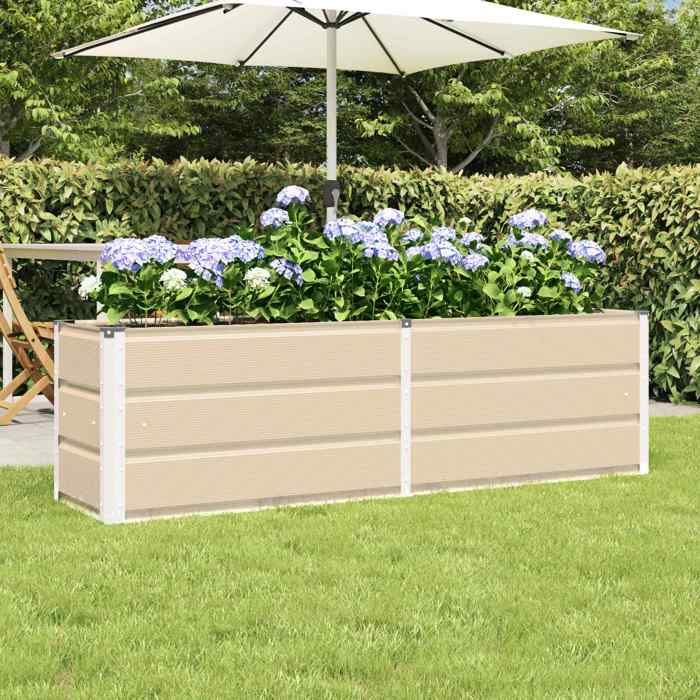 Bac à Fleurs et Légumes - Grande Capacité - Blanc Jardinière Ivoire 160x40x45cm Acier CL3483949