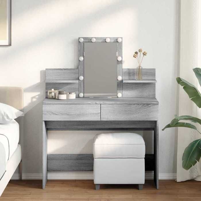 Coiffeuse Gris - Coiffeuse avec LED 1 PC - NGM - Armoire maquillage - sonoma gris 100x40x130cm - c6764598986