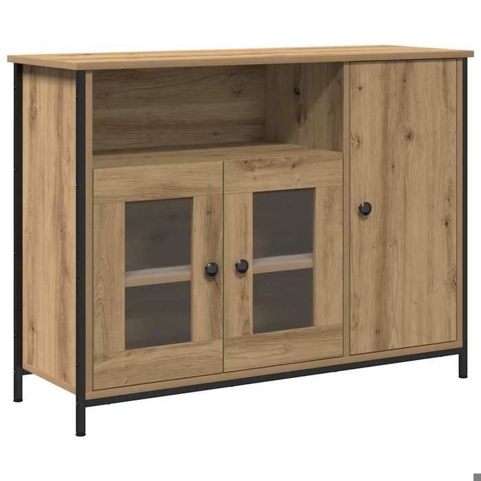 Buffet - vidaXL - chêne artisanal - 3 portes - pour salon - 100 x 35 x 75 cm 704hzq49b