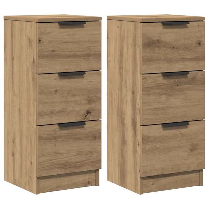 Lot de 2 Buffets - vidaXL - enfilade à tiroirs - bois dingénierie - chêne artisanal - 30 x 30 x 70 cm - 3 tiroirs{usv58l}