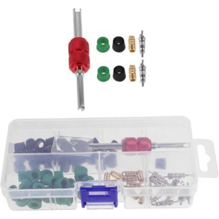 71pcs Kit accessoires climatisation auto - Alliage aluminium et plastique Détecteur de fuite inclus - Réparation voiture