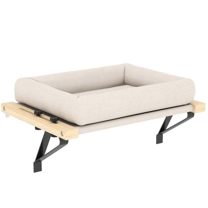 Lit suspendu pour chat – support réglable – rebord de fenêtre ou radiateur – blanc crème