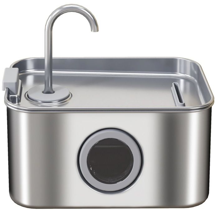 Fontaine à eau pour chat – 32 L – Acier inoxydable 304 – Pompe silencieuse – Gris