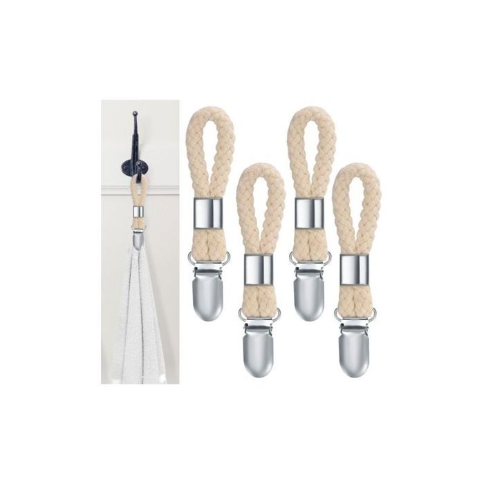 4 Pièces Pince à Serviette Accroche Torchon Crochet Torchon Porte Serviette Salle de Bain Clips Porte-Torchon Placards Servi