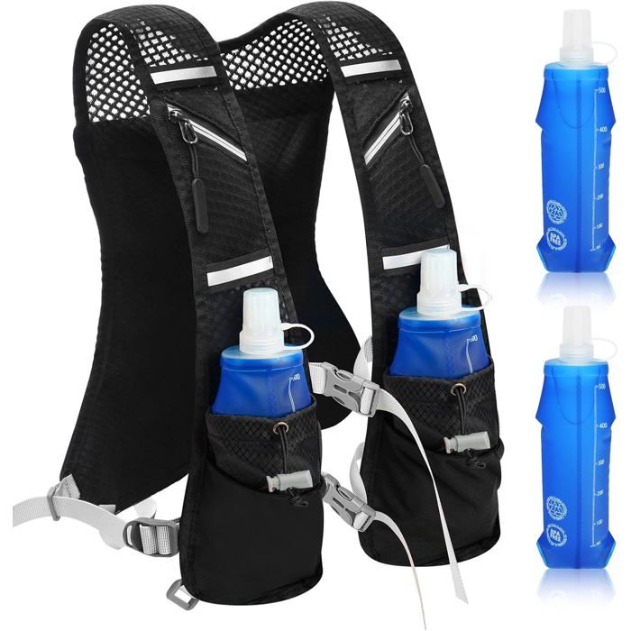 Gilet dhydratation Trail Running+2Soft Flask 500 ML pour Femmes et HommesGilet dhydratation de Course à PiedSac à Dos réglable
