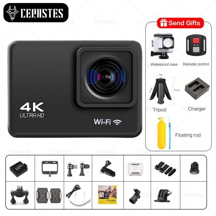 Caméra D'Action De Poche 4K 30FPS WiFi 16MP - Caméscope Portable Étanche 30M Avec Écran LCD Et Support Clip