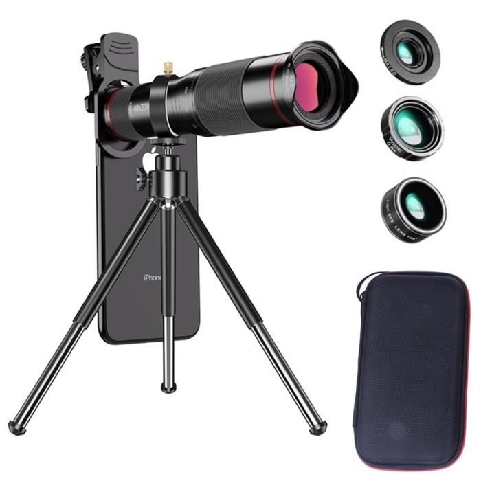 4 IN 1 - objectif Zoom 48x HD pour téléphone portable, caméra, Macro oeil  de poisson, pour Iphone, Samsung - Cdiscount Téléphonie