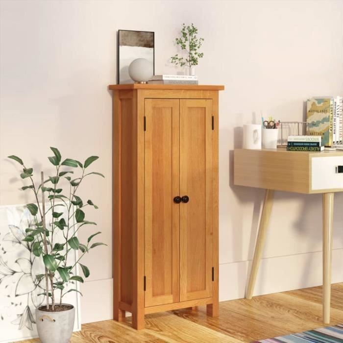 Armoire de rangement - AKOZON - AKO7867916662882 - Bois de chêne massif - 50x22x110 cm - Design contemporain