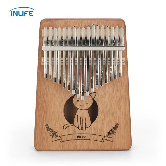 Pueri 17 cl/és EQ kalimba Piano /à p/édale en acacia massif Piano /à doigts solide Corps en acajou Micros /électriques /à haut-parleur /à maillons avec c/âble de sac Instrument africain