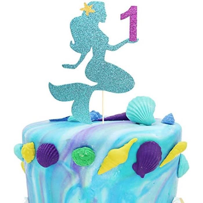 Support A Decorer P5isk Petite Sirene Theme Glitter Cake Topper Pour Anniversaire 6 Mois 1er 2e 3e 4e 5e 6e Decoration De Gateau Sou Cdiscount Beaux Arts Et Loisirs Creatifs