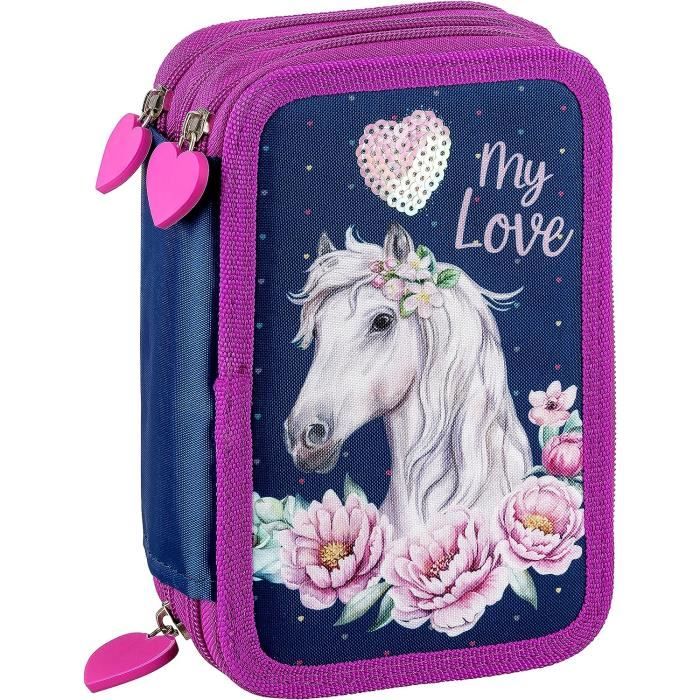 TQVLNMCR Trousse à Crayons For Adolescentes, Filles, 3 Compartiments, Garçons, Grande Capacité, Trousse à Crayons For L'école Et Le Bureau(Green